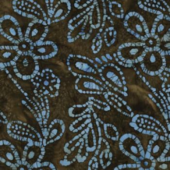 Preview: Baumwolle Batik einzigartig gefertigt Azur auf Grüntönen